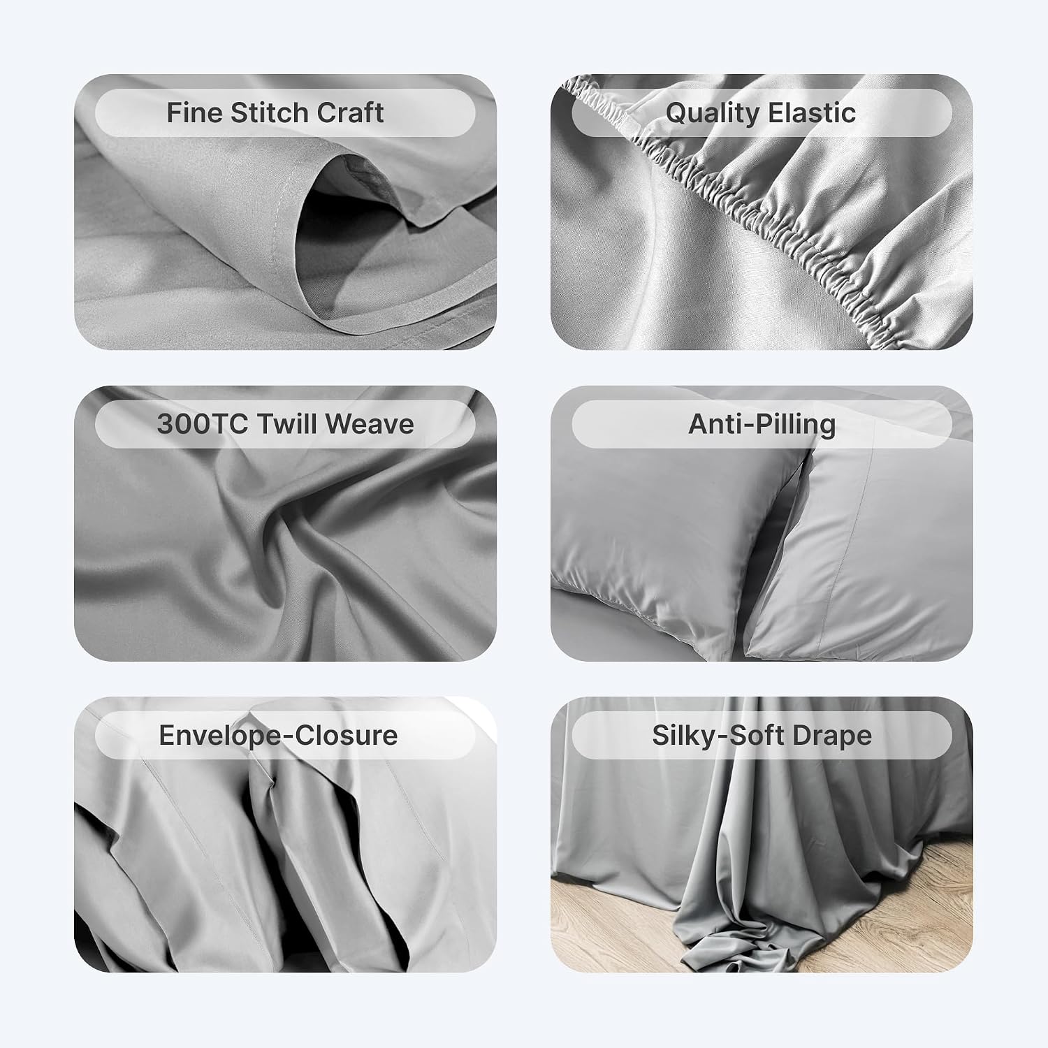 BedVoyage - Viscose from Bamboo Split King Size Sheets Set - Luxury 5pc King Sheet Set - Cooling Bed Sheets 18' Deep Pocket - Ultra Soft Sheet and Pillowcase Sets - Stone
