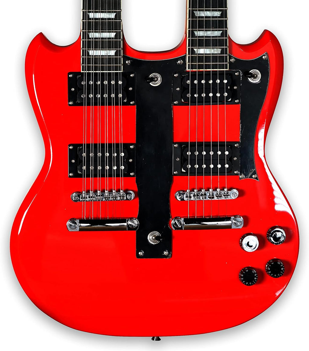 TARIO Double Neck Electric Guitar Double Head Electric Guitar 12 String & 6 String Mahogany Body Mahogany Neck