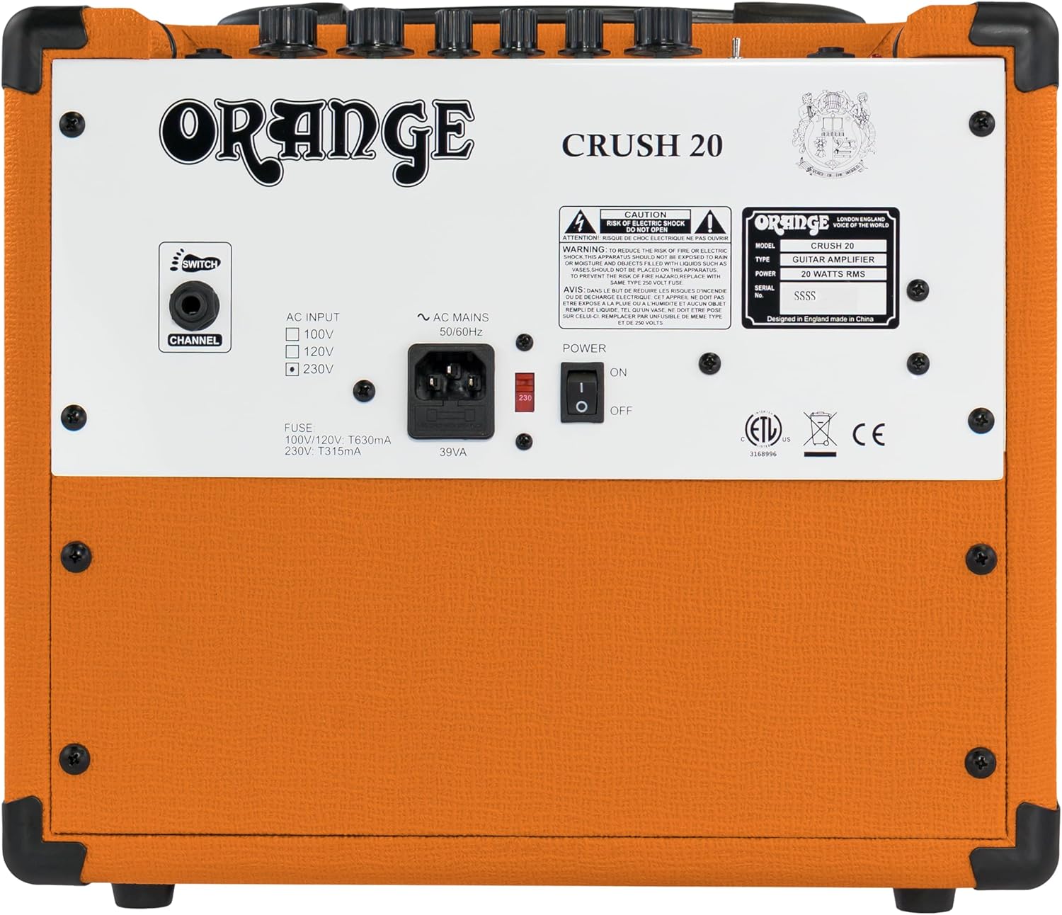 Orange Crush 20 20W 8' 2-Channel Guitar Amplifier and Speaker Combo, Orange