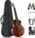 Caramel GEG91 Cutaway Ebony Glossy Guitalele | 30-inch Handmade Professional 6-String Acoustic & Electric Guitalele Kit with Accessories for Travel