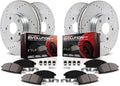 PowerStop Front and Rear Brake Kit for Kia Optima 2020 - Drilled and Slotted Disc Rotors with Carbon-Fiber Ceramic Brake Pads Replacement, K9167