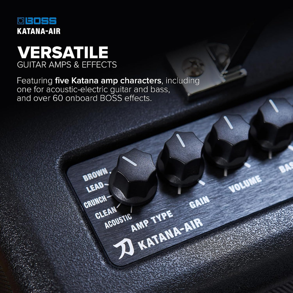 BOSS Katana-Air | Wireless Compact Desktop Amplifier for Guitar, Bass & Acoustic-Electric Guitar & Bass | 5 Amp Characters | Acclaimed Katana Amp & Effect Tones | WL-T Transmitter with Motion Sensing