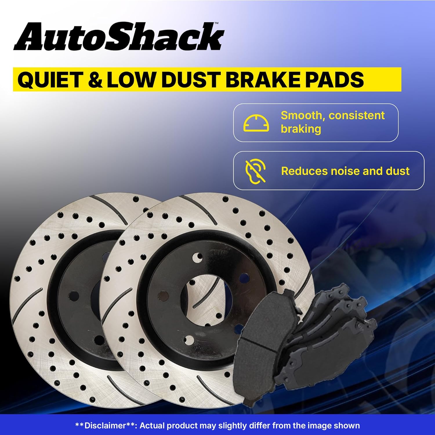 AutoShack Front Brake Rotors & Ceramic Pads for Chevrolet, Silverado 1500 2005-2018, 4WD RWD V6 4.3L V8 4.8L 5.3L 6.0L 6.2L - E-Coated Drilled & Slotted - ShadowGuard - 12.99' (329.9 mm), 6-Lug