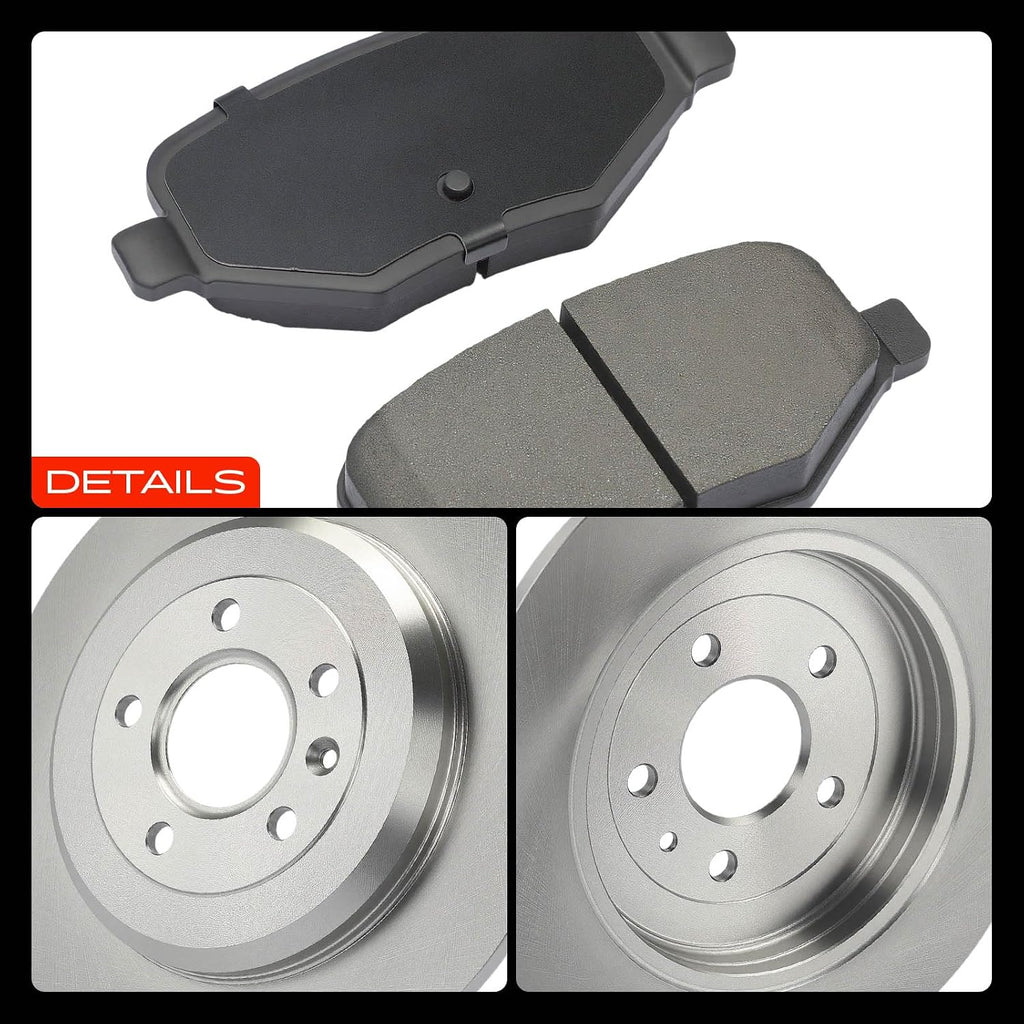 A-Premium 12.99 inch(330 mm) Rear Solid Disc Brake Rotors + Ceramic Pads Kit Compatible with Ford and Lincoln Models - Edge/MKX 2011-2012, Explorer 12-19, Flex 09-19, MKS 09-12, Taurus 10-19, 6-PC Set