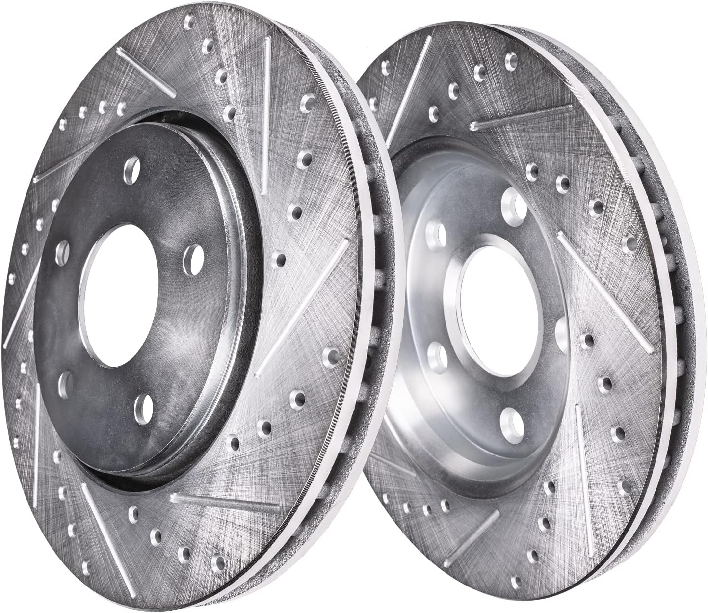 Detroit Axle - Front Drilled & Slotted Brake Rotors + Ceramic Brake Pads +10pc Wheel Lug Nuts Replacement for 2007-2013 Nissan Altima - 6pc Set