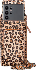 Crossbody Women Wallet fits iPhone 16 Pro MAX / 17 Pro MAX and All Mobile Devices up to 6.9' - Zippered Women Purse, Shoulder Bag with Card Holder, Pocket & Chain Strap, Trendy (Leopard)
