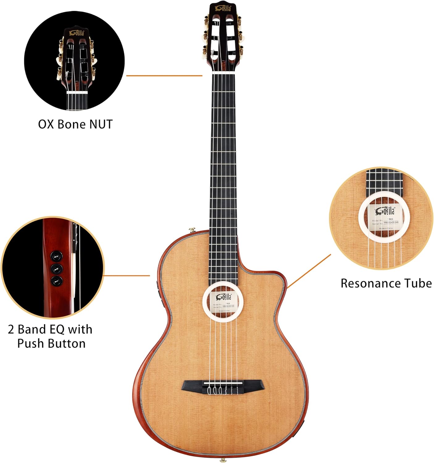 Electronic Classical Portable Guitar SILENT GUITAR Classic Nylon String Travel Portable Guitars Solid Cedar top Okoume body