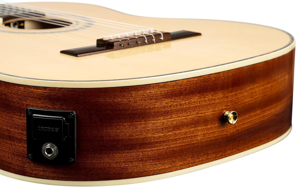 Ortega Guitars 6 String Family Series Pro Left-Handed Solid Top Acoustic-Electric Nylon Classical Guitar w/Bag, Full (RCE141NT-L)