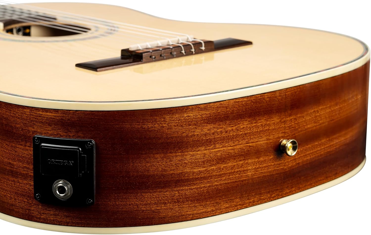 Ortega Guitars 6 String Family Series Pro Left-Handed Solid Top Acoustic-Electric Nylon Classical Guitar w/Bag, Full (RCE141NT-L)