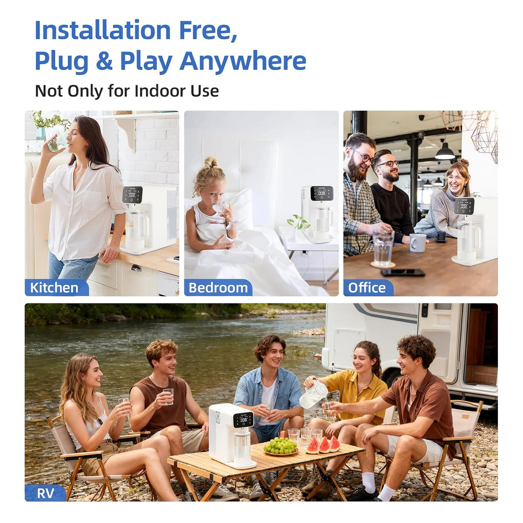 Reverse Osmosis Water Filter Countertop, 6 Stage Ro Water Filtration System with Remineralization Glass Pitcher, 4:1 Pure to Drain, TDS Real-Time Displaying, 4L Capacity Tank for Home Office