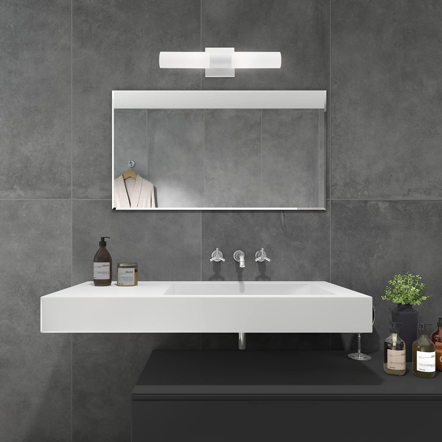 Livex Lighting 10102-03 Aero 2 Light ADA Vanity Sconce, White with Brushed Nickel Accent, 4.5 x 17.75