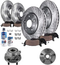 Detroit Axle - Front Brake Kit for 2016-2017 Subaru Crosstrek, 2014-2018 Forester, 2014-2015 XV Crosstrek, Wheel Bearing Hubs Front and Rear Drilled Slotted Brake Rotors Ceramic Brake Pads Replacement