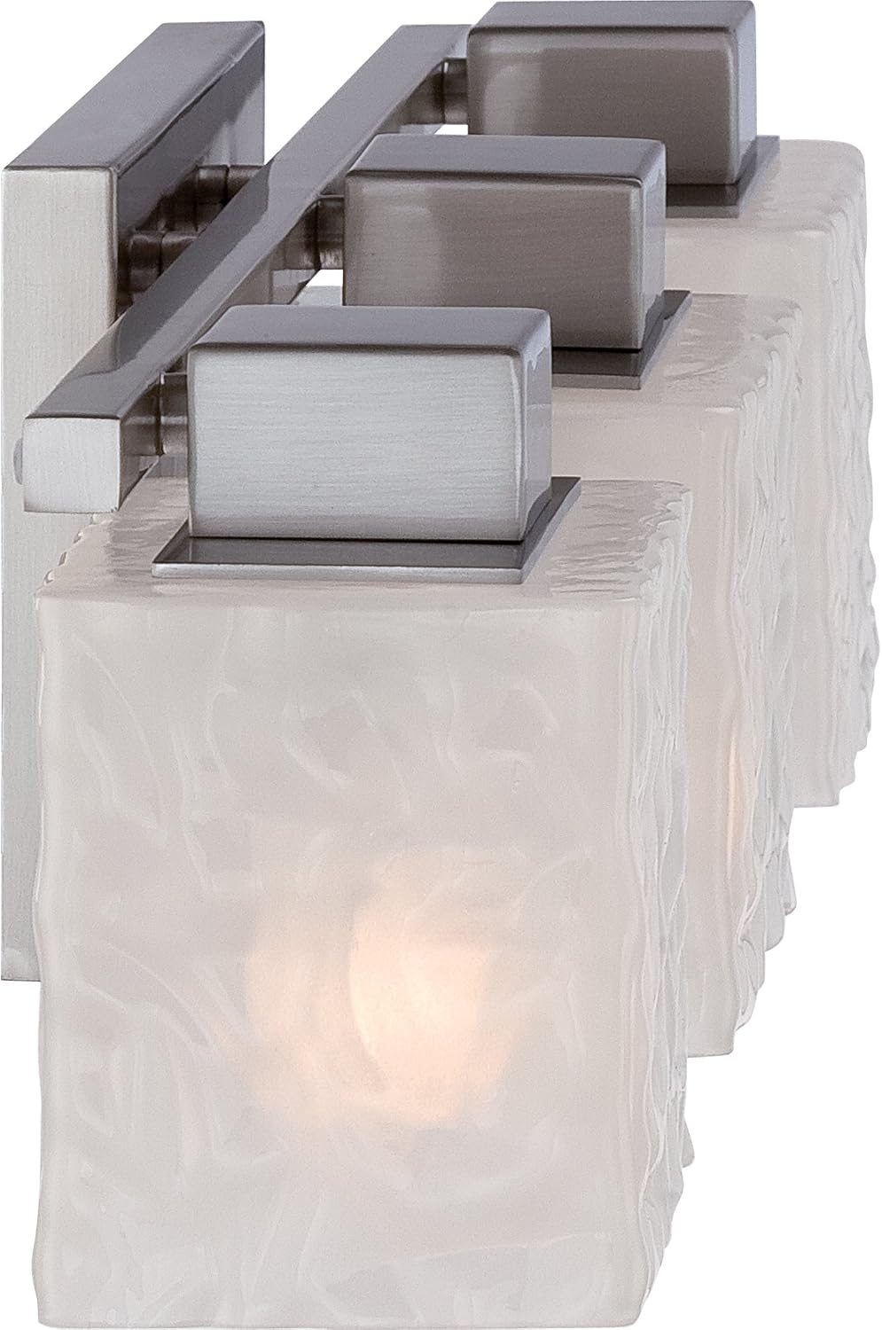 Quoizel Melody 3-Light Brushed Nickel Vanity Light with White Sandblasted Glass Shades, Transitional Style Wall Light for Bathroom or Powder Room