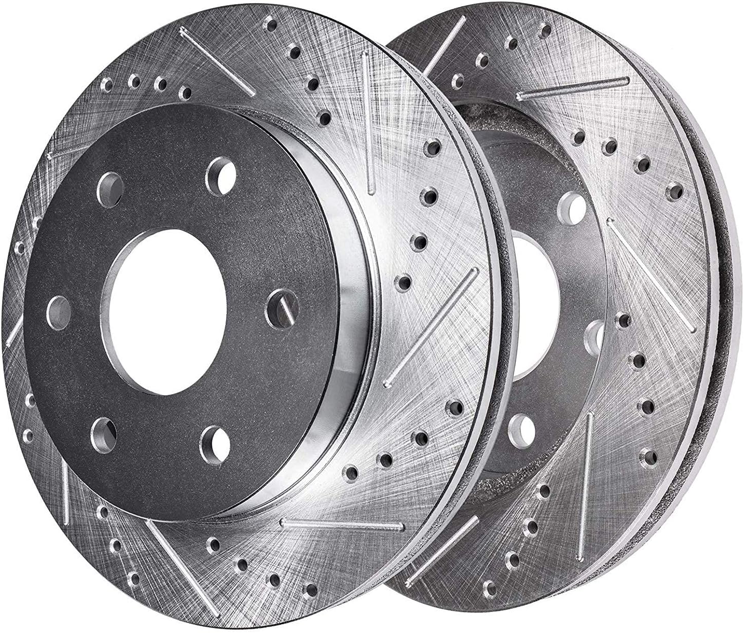 Detroit Axle - Front Brake Kit for 4WD 07-09 Ford Expedition Lincoln Navigator Drilled & Slotted Disc Brake Rotors Ceramic Brakes Pads 2007 2008 2009 Replacement Wheel Bearing Hubs
