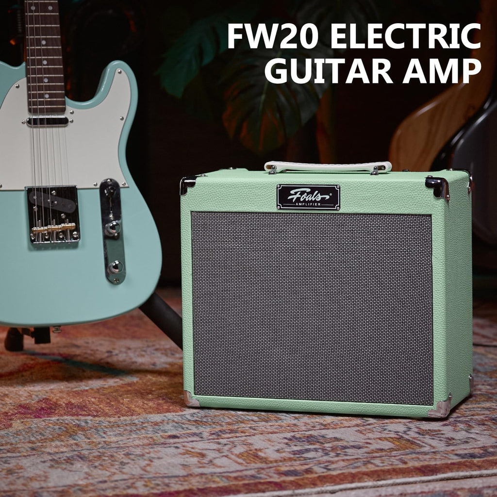 FOALS Electric Guitar Amp 20W (30W Peak), Dual-Channel Clean/Drive Combo Amplifier with Bluetooth, 8-Inch Speaker, 3 Band EQ, Headphone Output & AUX Input for Home Practice(Green)