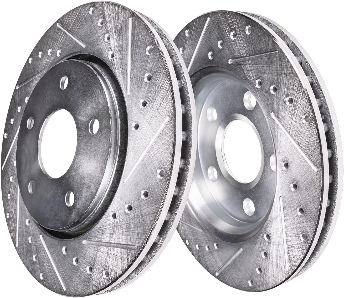 Detroit Axle - 2.3L Brake Kit for 2019 Ford Mustang Drilled and Slotted Disc Brake Rotors Ceramic Brakes Pads with Hardware Replacement : 13.86' inch Front and 12.99' inch Rear Rotor