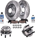 Detroit Axle - Front Brake Kit Wheel Bearing Hubs for Ford Taurus, Police Interceptor Sedan, Special Service Police Sedan, Drilled and Slotted Disc Brake Rotors Ceramic Brakes Pads : 13.86' inch Rotor