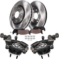 Detroit Axle - Front Steering Knuckles w/Wheel Hub Bearings Assembly + Disc Brake Rotors Ceramic Pads Replacement for 2011-2014 Ford Edge - 6pc Set