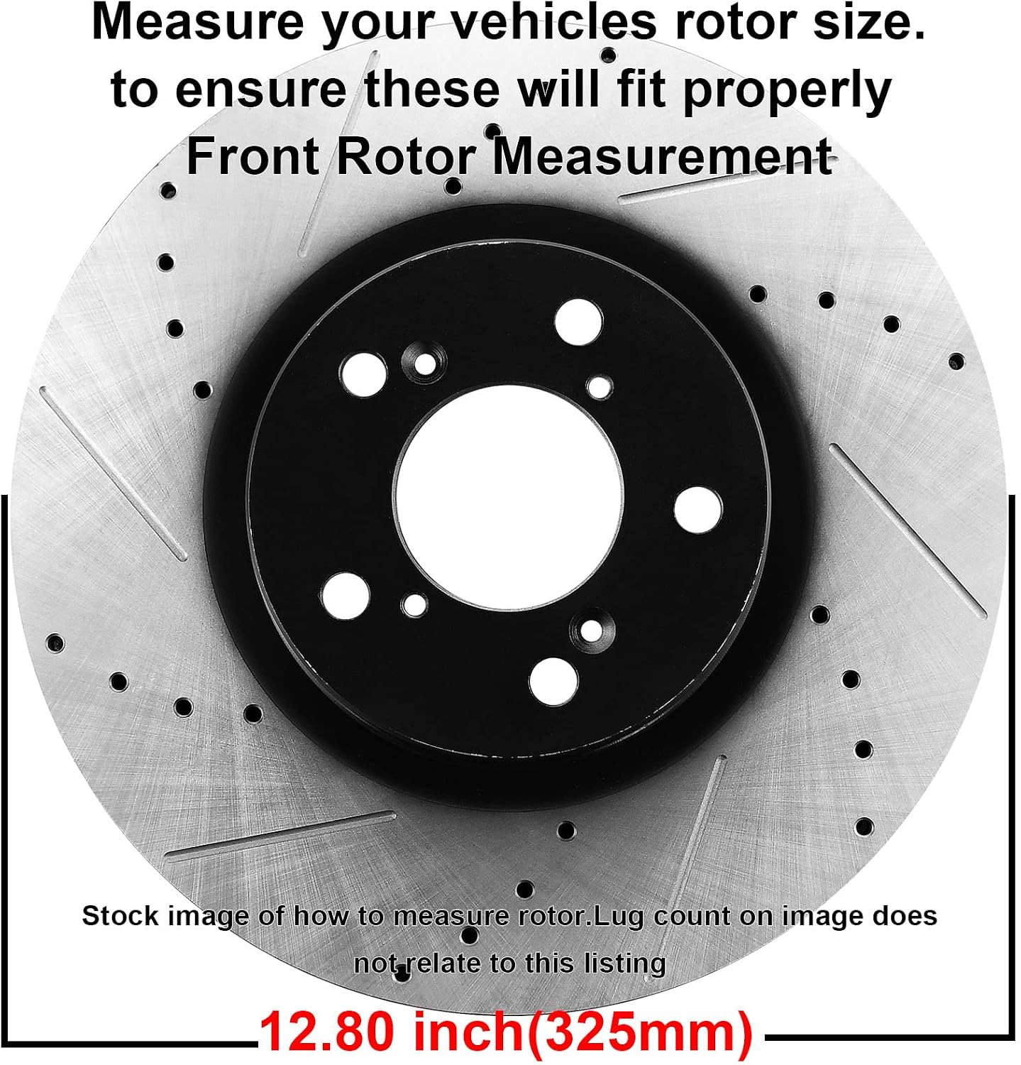 MotorbyMotor 325mm Front Brake Kit Rotors and Brake Pads Fits for Buick Enclave, Chevy Traverse, GMC Acadia (Limited), Saturn Outlook Drilled & Slotted Disc Brake Rotor & Ceramic Pad 55150, 120.66069