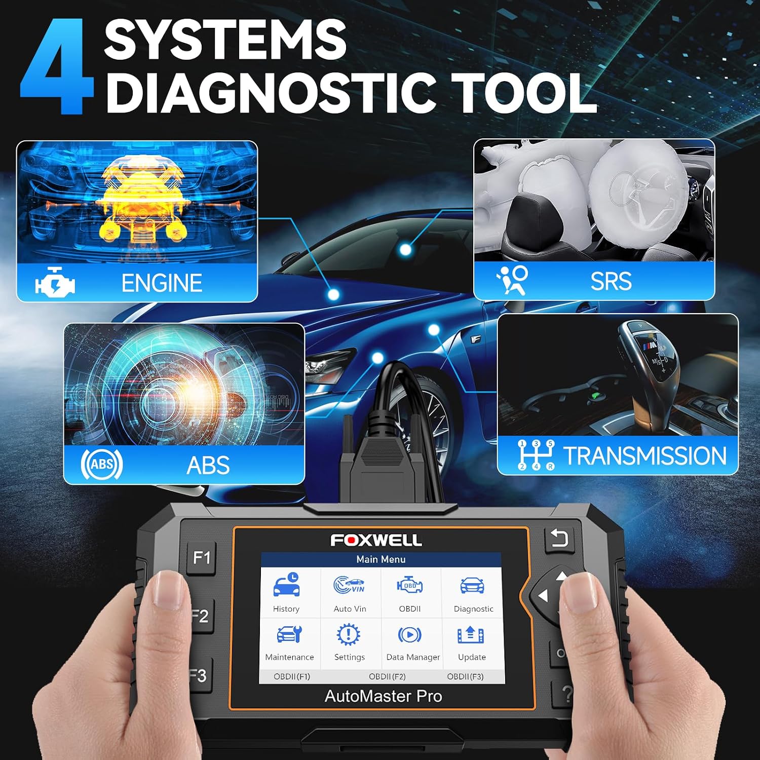 Upgrade of NT604, 2026 FOXWELL NT614 Elite OBD2 Scanner with 5 Resets (ABS Bleeding, EPB, Oil, SAS, Throttle), 4 Systems Code Reader, WiFi Update, AutoVIN, Live Data Car Scanner for DIY Mechanics