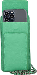 Crossbody Women Wallet fits iPhone 16 Pro MAX / 17 Pro MAX and All Mobile Devices up to 6.9' - Zippered Women Purse, Shoulder Bag with Card Holder, Pocket & Chain Strap, Trendy (Pistachio)
