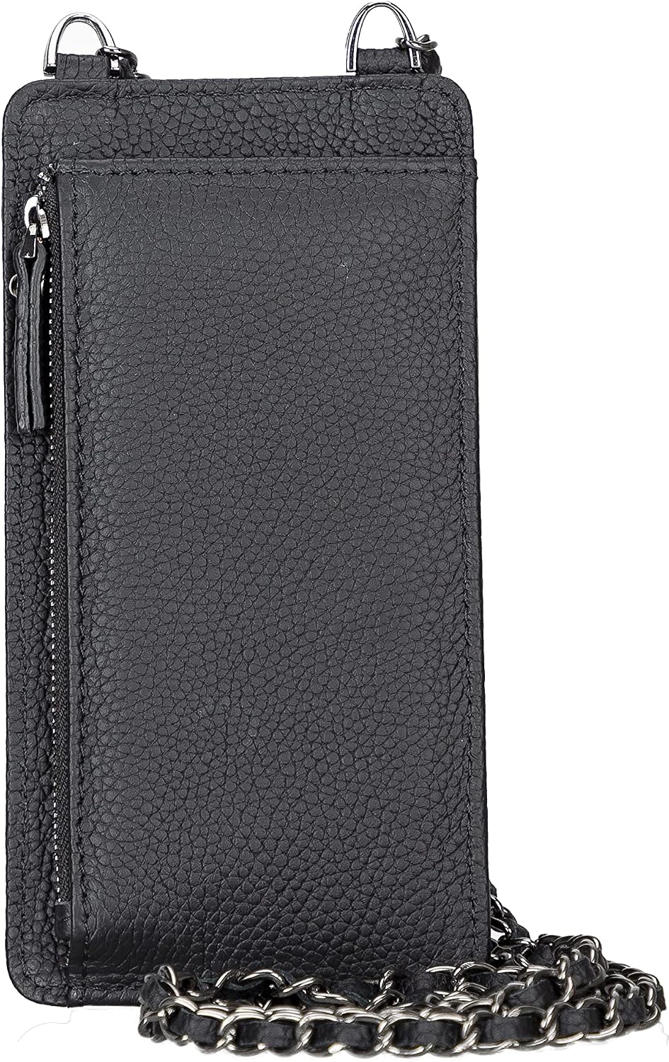 Crossbody Women Wallet fits iPhone 16 Pro MAX / 17 Pro MAX and All Mobile Devices up to 6.9' - Zippered Women Purse, Shoulder Bag with Card Holder, Pocket & Chain Strap, Trendy (Black)