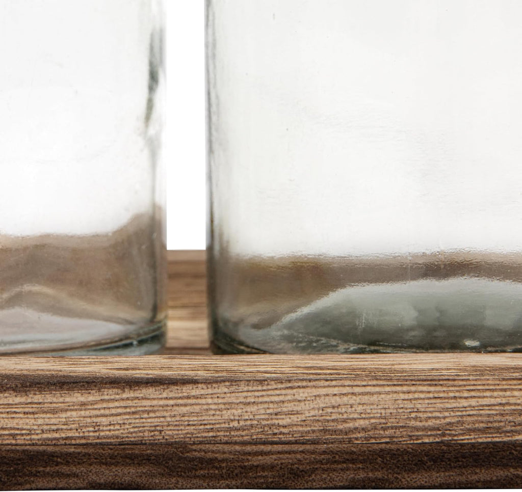 Creative Co-Op Set of 5 Vintage Bottle Vases on Wood Tray