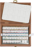 Schmincke - HORADAM® AQUARELL Premium Color Box with 47 Colors, ONetz and Porcelain Palette, 74548097, Wooden Box, Painting Set, Finest Watercolors, 47 x 1/2 Pans