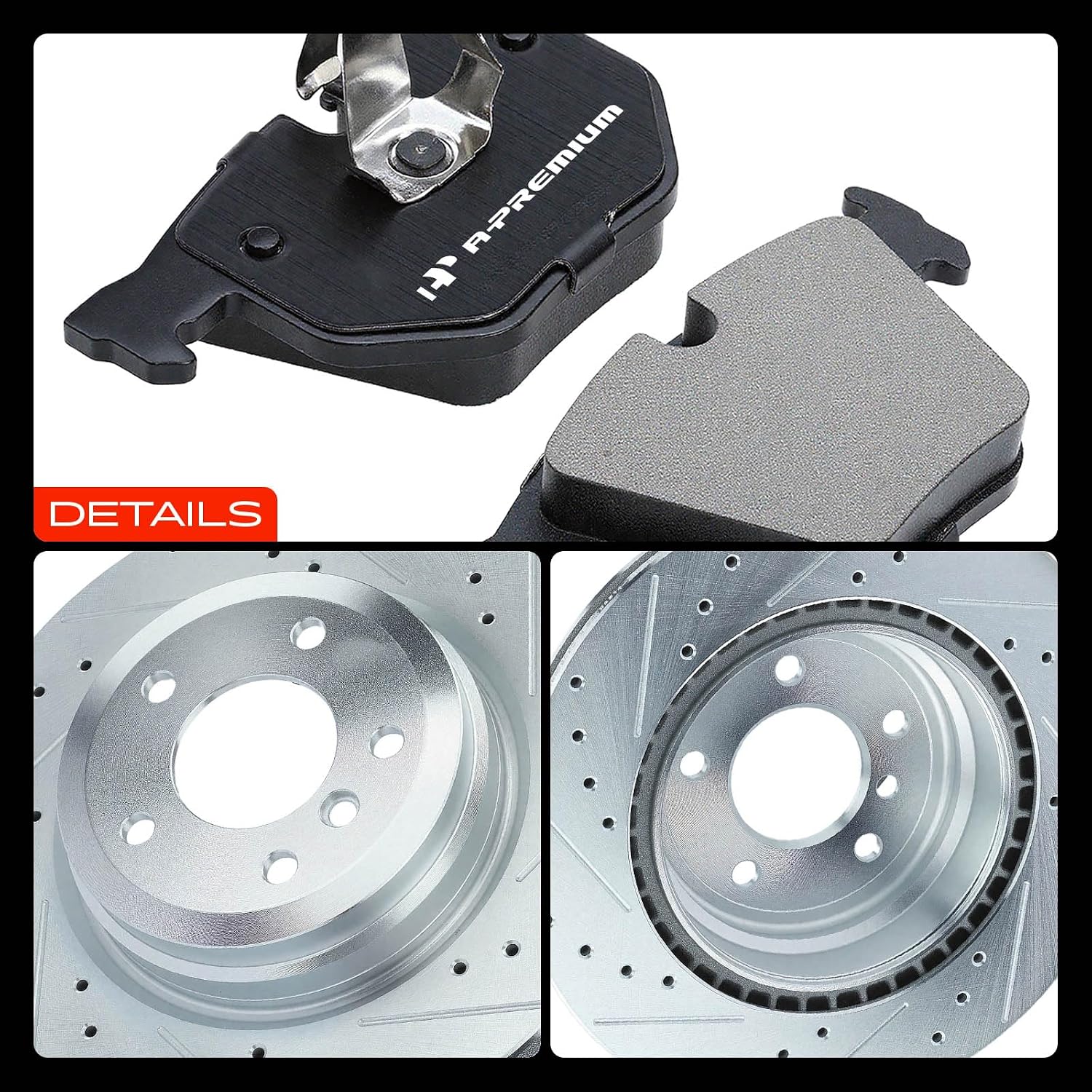A-Premium Front and Rear Disc Brake Rotors + Ceramic Pads Kit Compatible with Select BMW and Lincoln Models - 335d 2009-2011, 335i 2007-2013, 335i xDrive 2009-2013, 335is 2011-2013, 335xi 2007-2008