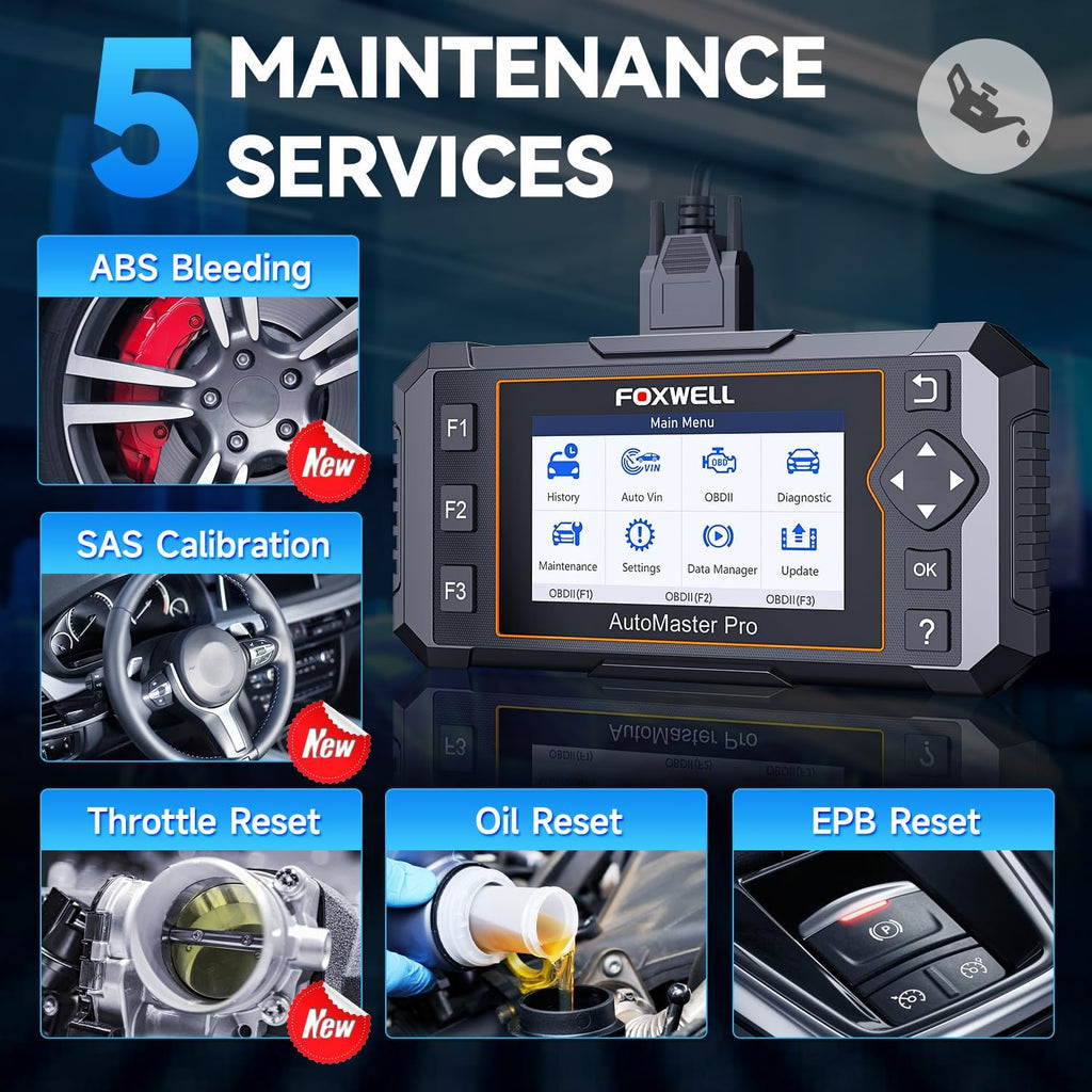 Upgrade of NT604, 2026 FOXWELL NT614 Elite OBD2 Scanner with 5 Resets (ABS Bleeding, EPB, Oil, SAS, Throttle), 4 Systems Code Reader, WiFi Update, AutoVIN, Live Data Car Scanner for DIY Mechanics