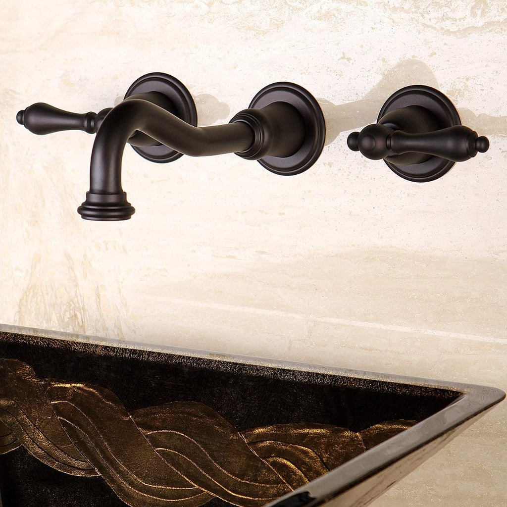 Kingston Brass KS3125AL Vintage 2-Handle Wall Mount Bathroom Faucet, Oil Rubbed Bronze