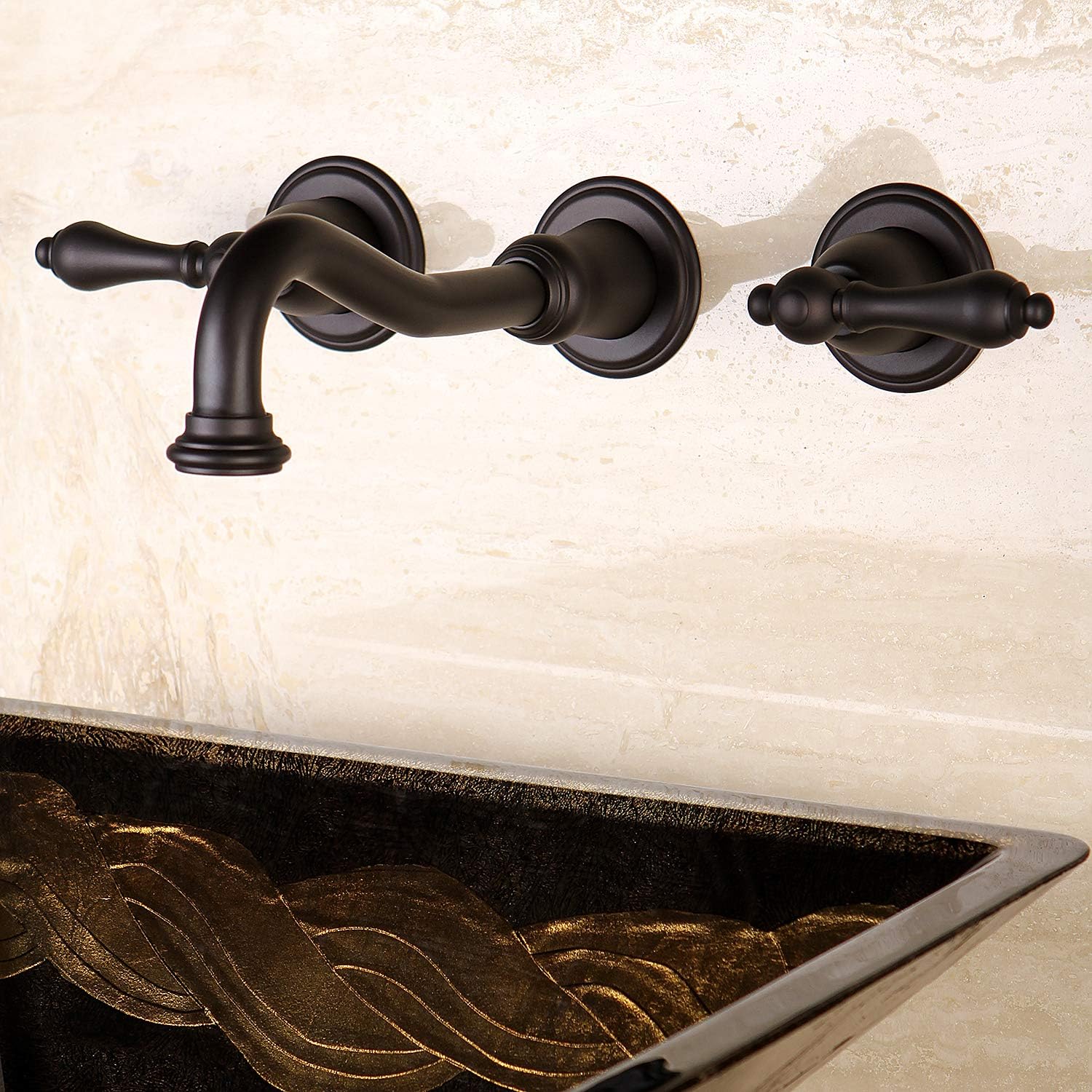 Kingston Brass KS3125AL Vintage 2-Handle Wall Mount Bathroom Faucet, Oil Rubbed Bronze