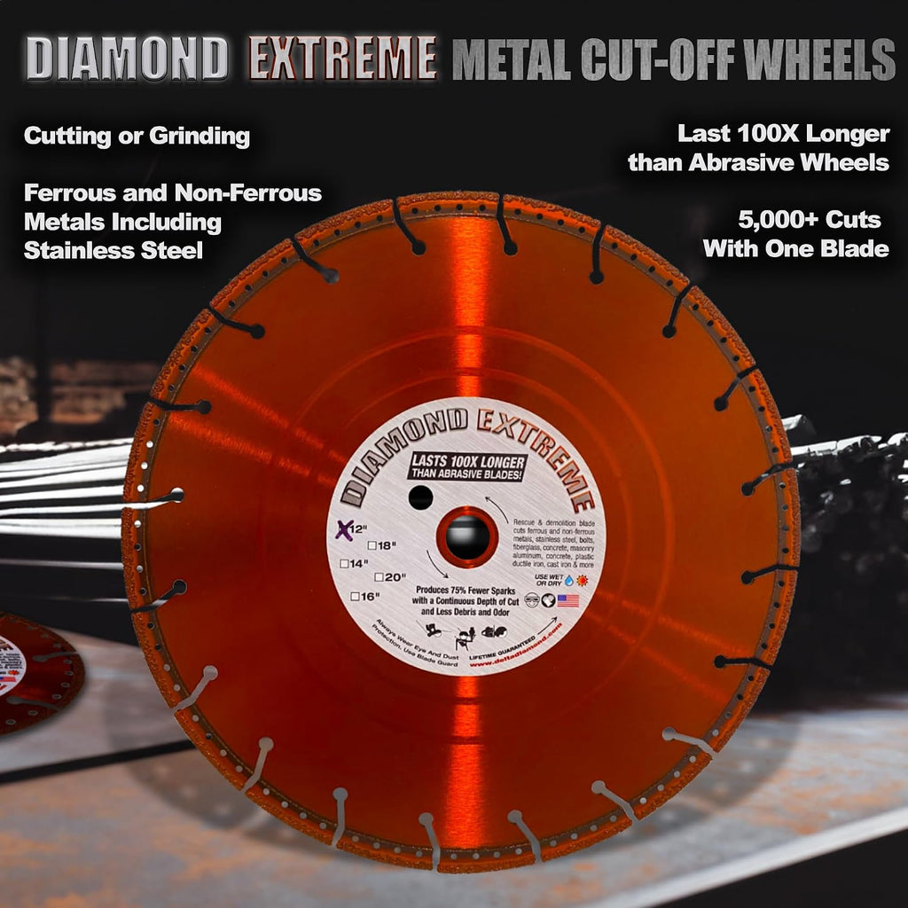 Diamond Extreme Metal Cut Off Wheel 12 Inch, Heavy-Duty All Purpose Metal Cutting Diamond Blade for Rebar, Steel, Iron & More