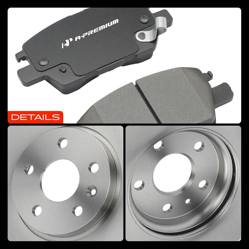 A-Premium 10.87 inch (276mm) Front Vented Disc Brake Rotors + Ceramic Pads Kit Compatible with Select Chevrolet Models - Cruze 2016-2019, Volt 2016-2019, Bolt EV 2017-2021, 6-PC Set