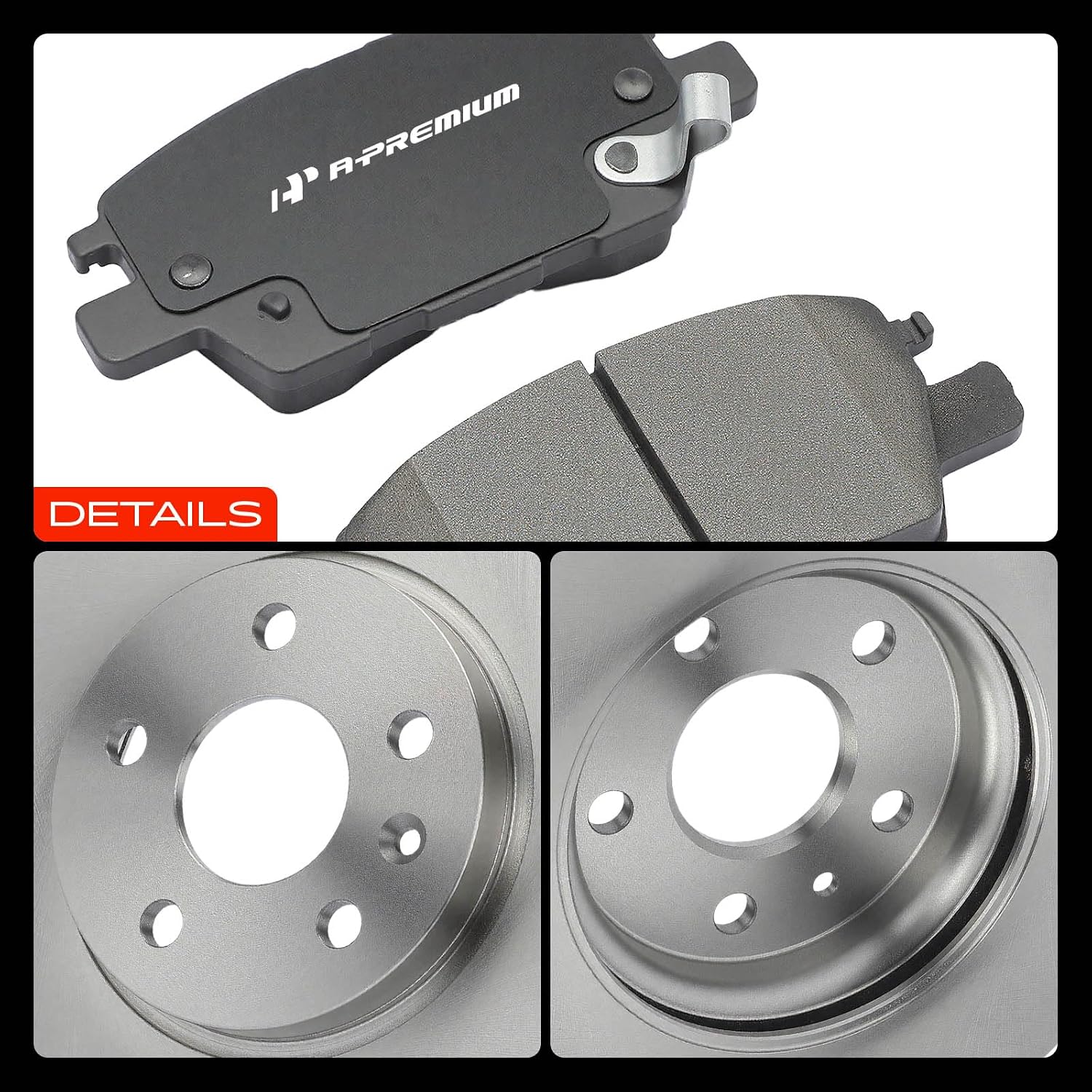 A-Premium 10.87 inch (276mm) Front Vented Disc Brake Rotors + Ceramic Pads Kit Compatible with Select Chevrolet Models - Cruze 2016-2019, Volt 2016-2019, Bolt EV 2017-2021, 6-PC Set