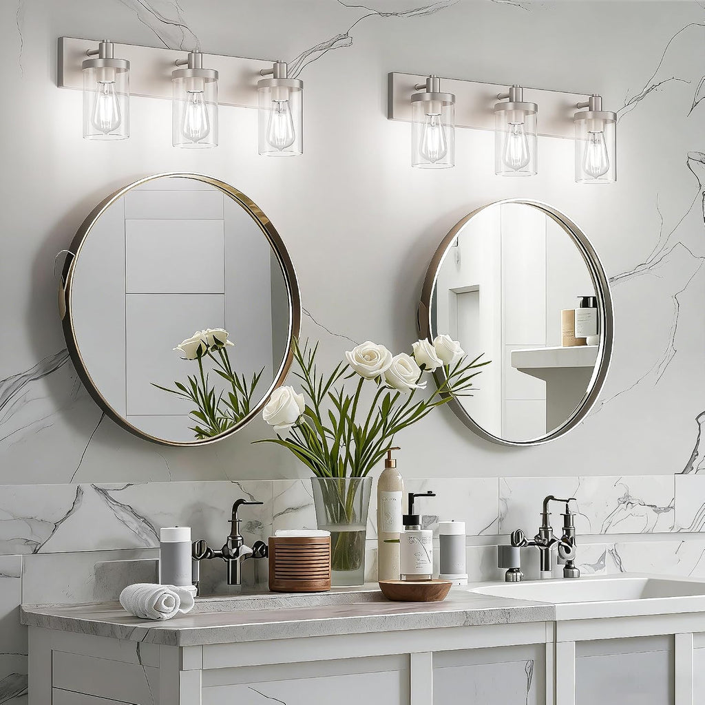 Aipsun Brushed Nickel Bathroom Light Fixtures 3 Lights Vanity Light for Bathroom Lighting Fixtures Over Mirror(Exclude Bulb)