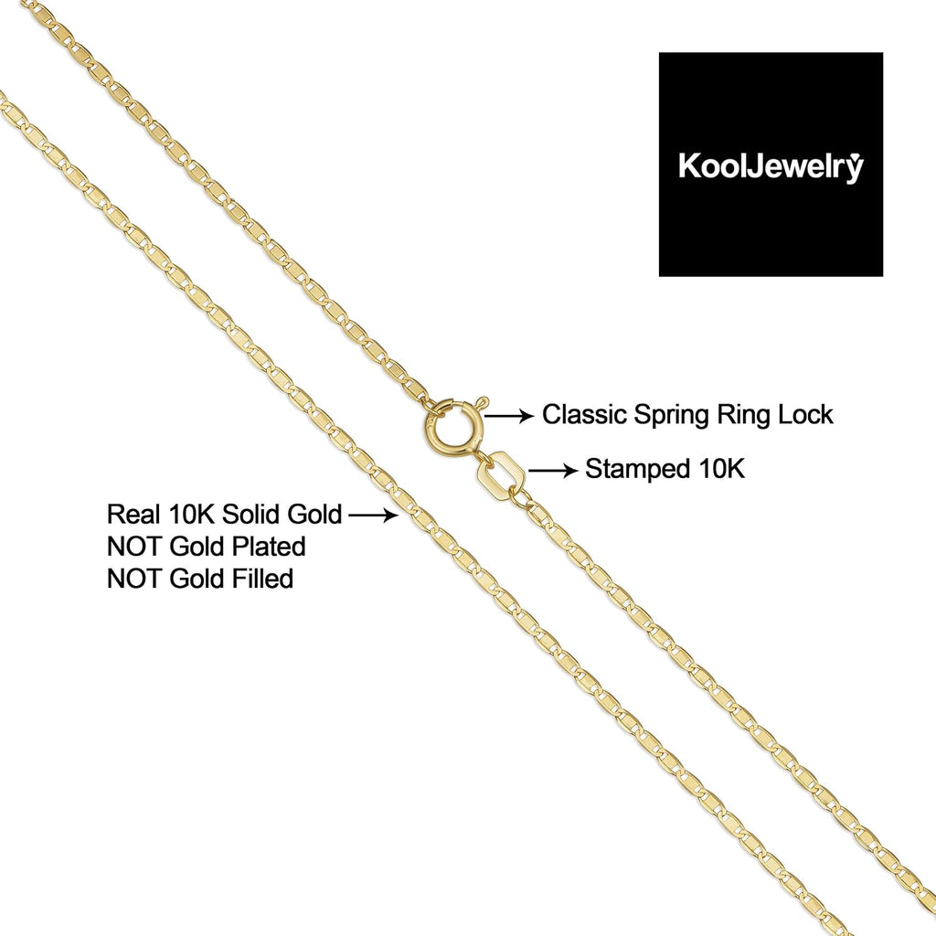 Kooljewelry Womens - 10k Yellow Gold Flat Oval Link Chain Necklace
