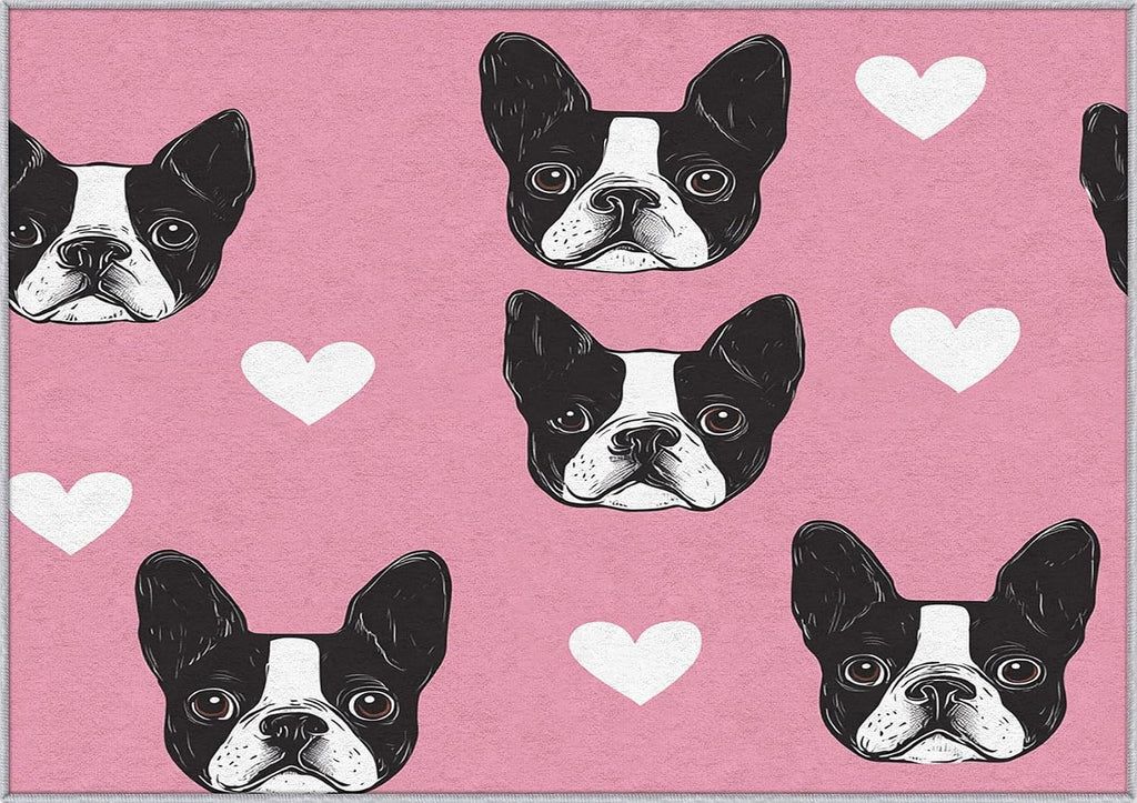 French Bulldog Rug 8x12 for Bedroom, Puppy Dog Patterned Living Room Area Rug, French Bulldog Kids Boys Girls Room Decor, Washable Soft Thin Carpet with Non Slip Backing, 8 x 12 ft - Lu11736