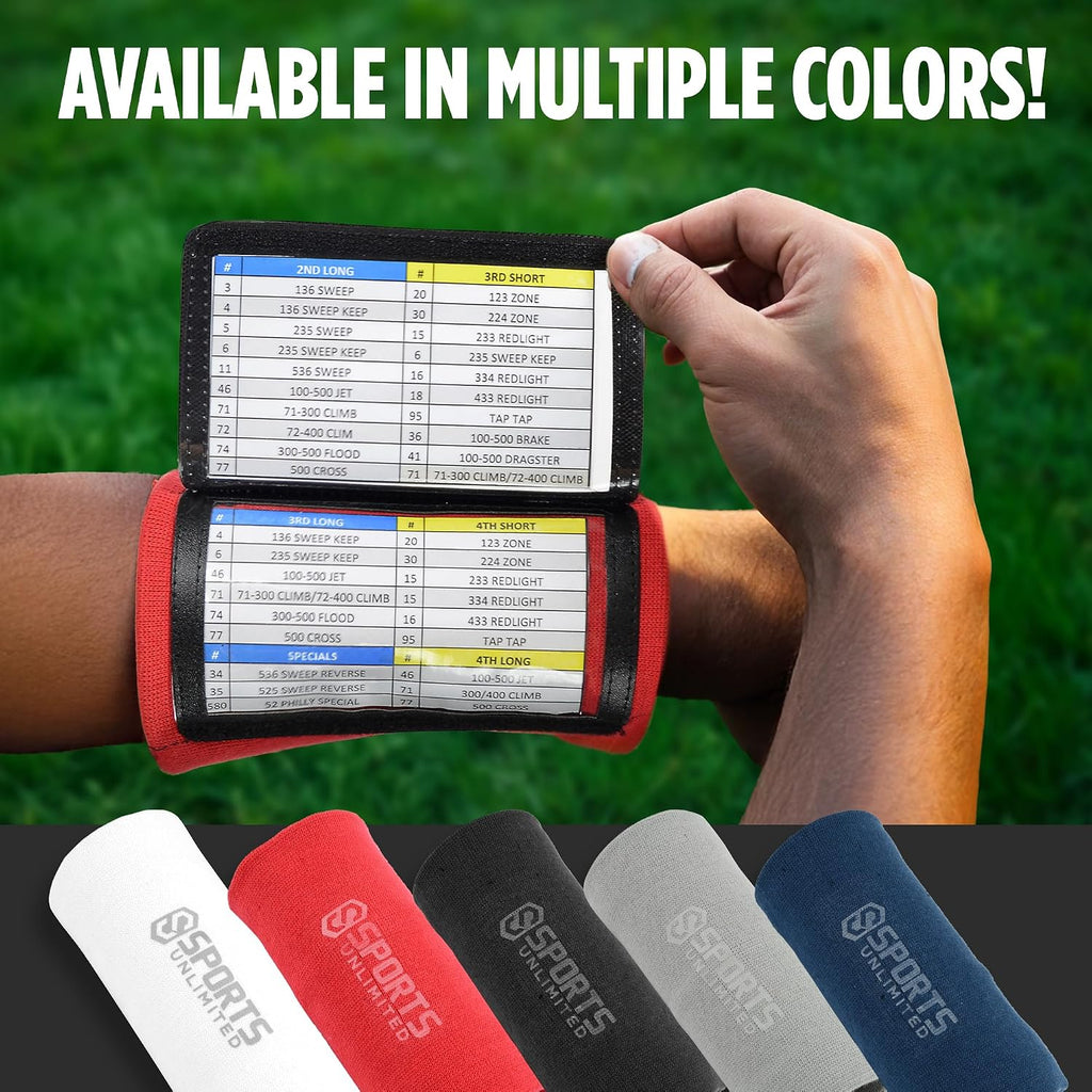 Sports Unlimited Adult Triple Wrist Coach, Football Wristbands for Plays, Baseball Wristbands, QB Arm Bands