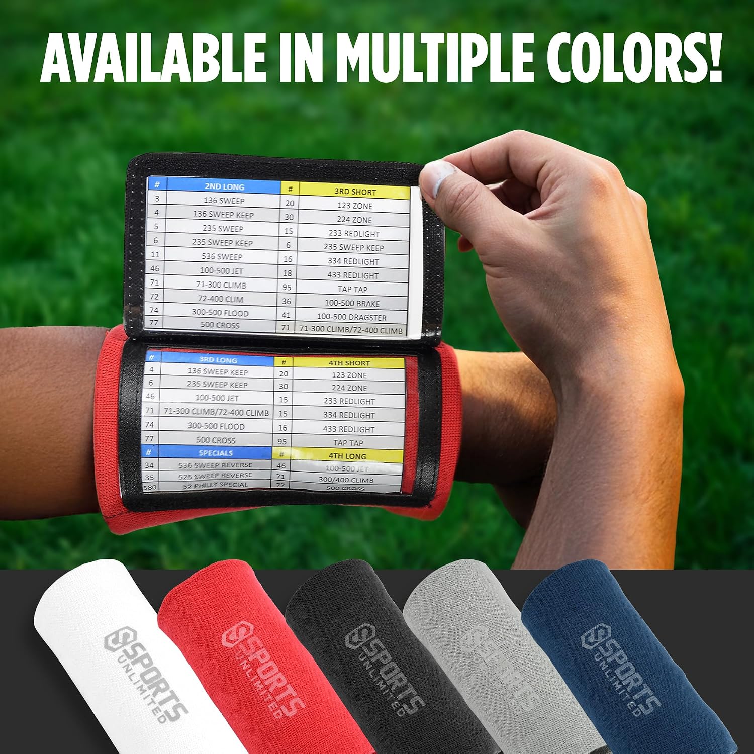 Sports Unlimited Adult Triple Wrist Coach, Football Wristbands for Plays, Baseball Wristbands, QB Arm Bands