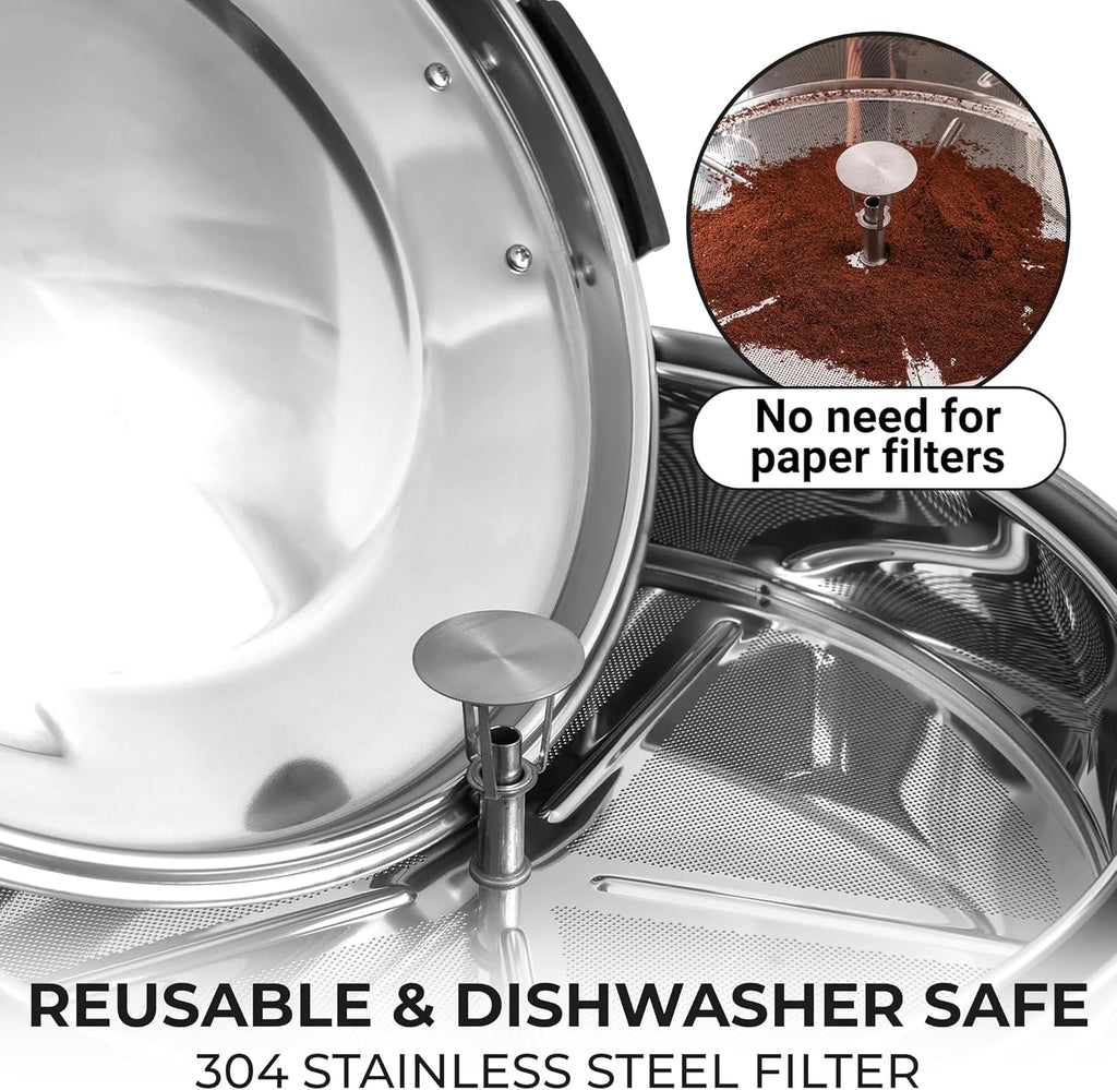 Zulay Kitchen 50 Cups Commercial Grade Coffee Maker Hot Water Urn - Percolator With Double-Wall Stainless Steel, Quick Brew, Stays Hot for Tea & Beverage at Events & Catering - Silver