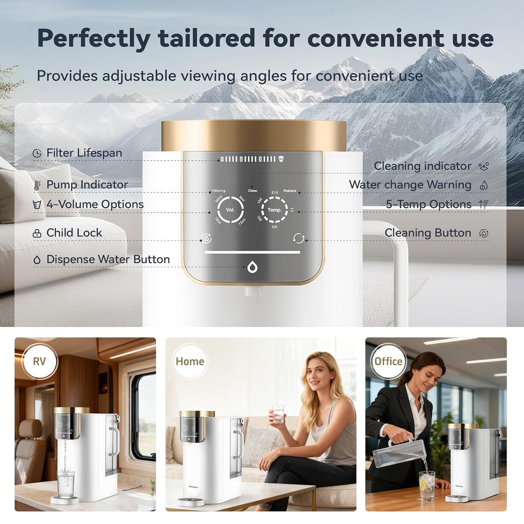 F40-AC（2nd Gen） Reverse Osmosis Water Filter Countertop with UV, Natural Remineralization,10-Stage RO Filtrations, 4:1 Pure to Drain, pH9 Alkaline Water Purifier,BPA Free,NSF/ANSI/UL/FDA