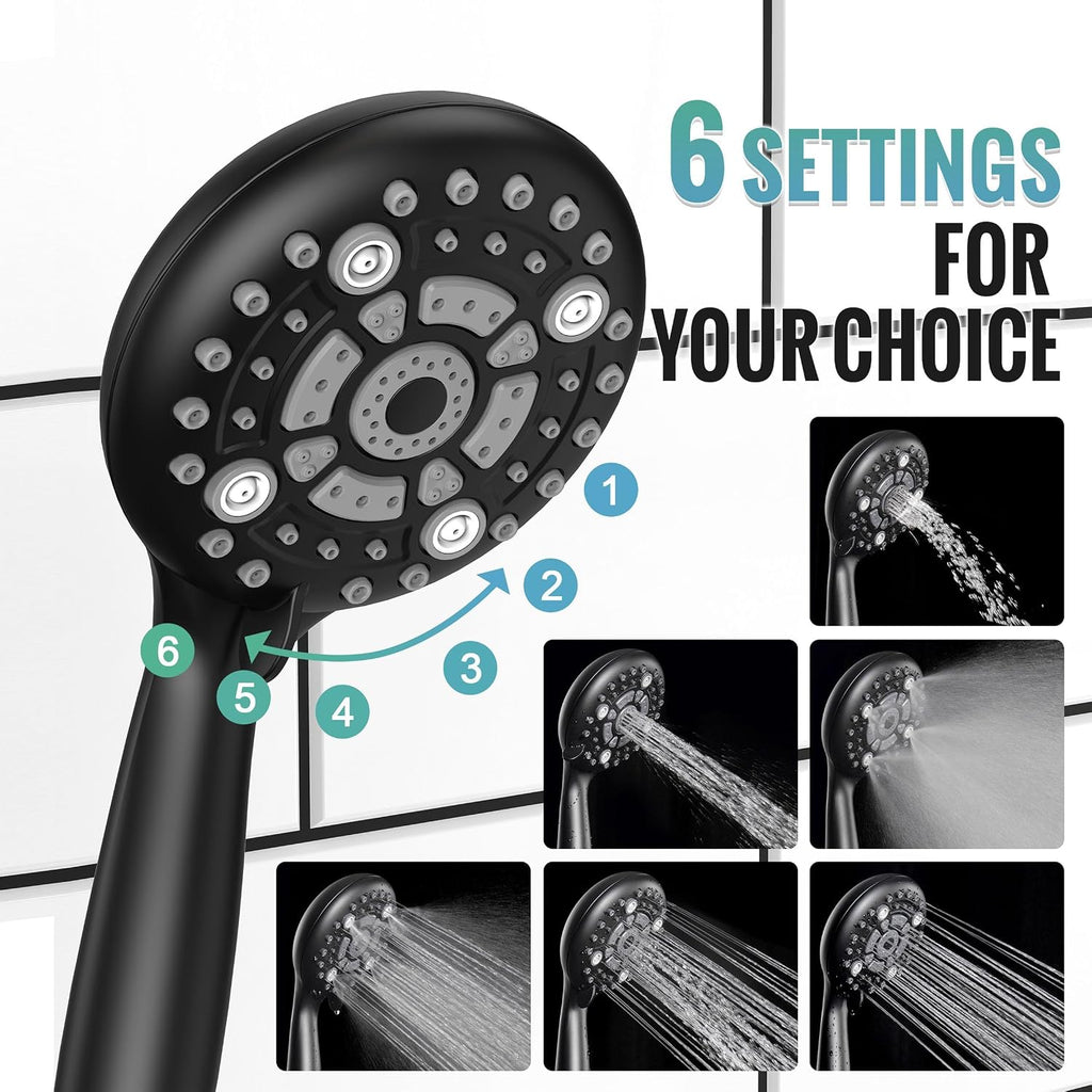 SR SUN RISE Shower Faucet - 10 Inch Multifunctional High Pressure Shower Head System with Handheld Shower Head Fixtures - Valve Included - Matte Black