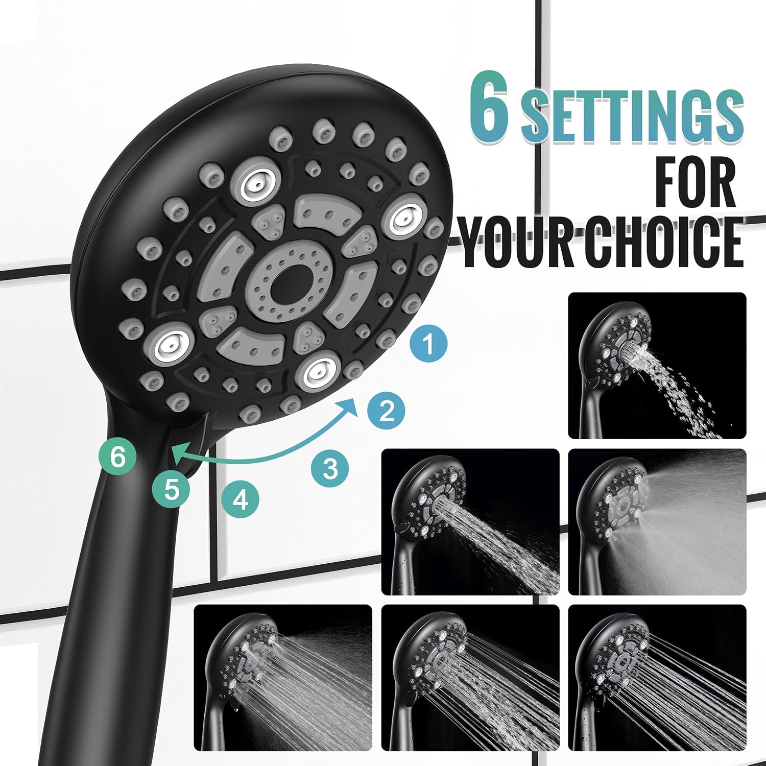 SR SUN RISE Shower Faucet - 10 Inch Multifunctional High Pressure Shower Head System with Handheld Shower Head Fixtures - Valve Included - Matte Black