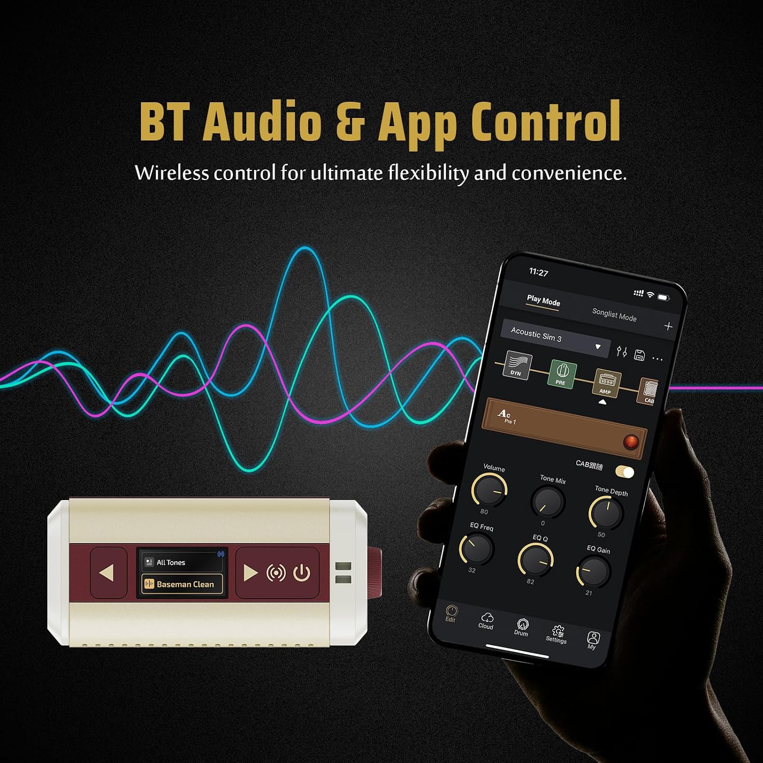 HOTONE Pulze Mini 5W Mini Smart Guitar Amp,Headphone Amp with BT Speaker Mobile APP for Electric Guitar, Acoustic or Bass(Incl 5PCS Custom Guitar Picks by VOLKTONE)