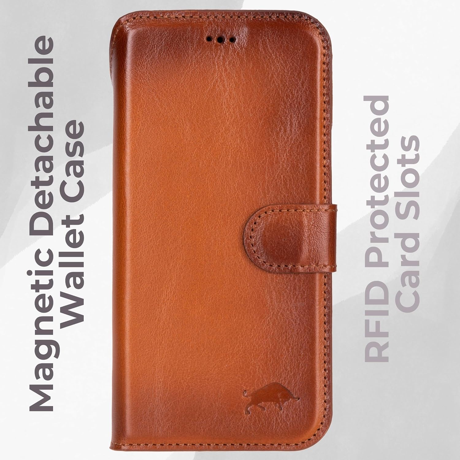 VENOULT Leather Wallet Case for iPhone 17 Pro Max, Full Grain Genuine Leather, Magnetic Detachable, 4 Card Holder, Buesiness Style, Compatible with MagSafe, RFID, Handmade (Chestnut Brown)