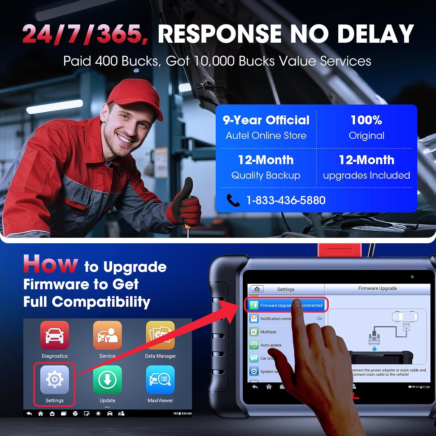 Autel Scanner MaxiCOM MK808S, 2026 OBD2 Scan Tool as MaxiCheck MX808S MX900 MK900BT MK808BT Pro, 3000+ Active Test, 28+ Service for 200+ Brands, OE All System Diagnostics, FCA & SGW, 10X Faster OS 11