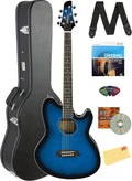 Ibanez TCY10E Talman Acoustic-Electric Guitar - Transparent Blue Sunburst Bundle with Case, Strap, D'Addario Strings, Picks, Austin Bazaar Instructional DVD, and Polishing Cloth