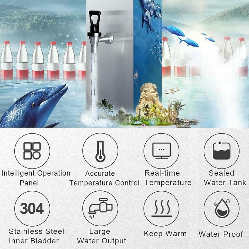 Commercial Drinking Hot Water Boiler,Desktop Stainless Steel Hot Water Dispenser with 20L Liner,Auto Temperature Control,for Cafe,Bar,Tea Shop,Canteen,Airport