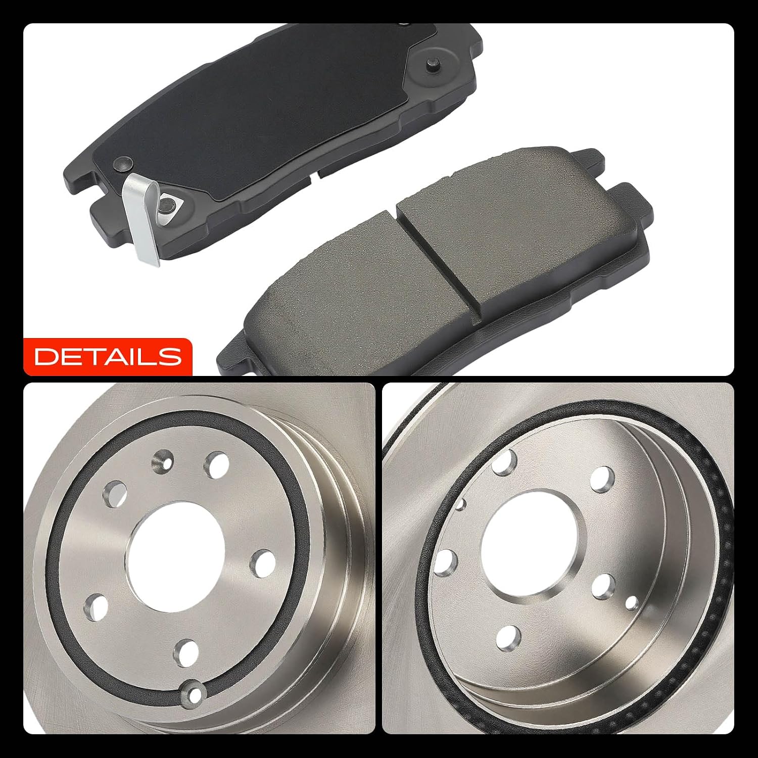 A-Premium 11.93 inch (303mm) Rear Vented Disc Brake Rotors + Ceramic Pads Kit Compatible with Select Chevy and GMC Models - Equinox/Terrain 2010 2011 2012 2013 2014 2015 2016 2017, 6-PC Set